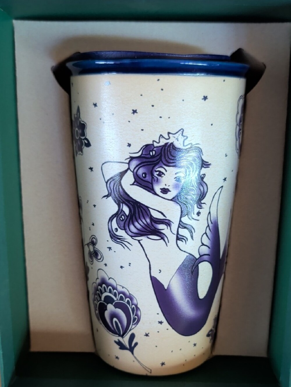 NIB. Starbucks Mermaid Siren Tattoo, Ceramic Travel Tumbler. - Picture 2 of 5